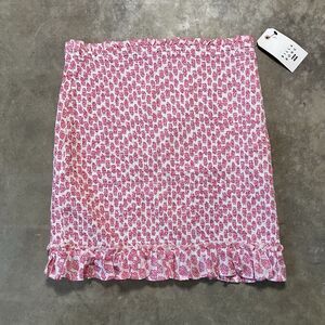 Billabong Skirt Womens Large Eyes On You Floral Ruffled Smocked Coral Pink‎